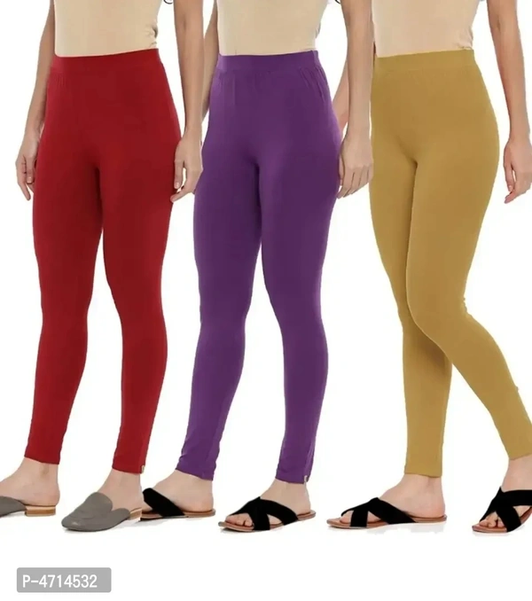 ASA Ankle Length Leggings for Womens/Girls/Ladies (Pack of 3) Sizes-Free Size