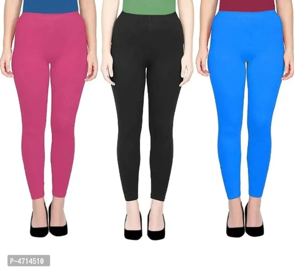 ASA Ankle Length Leggings for Womens/Girls/Ladies (Pack of 3) Sizes-Free Size - Free Size