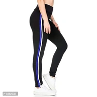 FITG18 Women's Slim Fit Poly Cotton Tights (FITG18_Black With Blue, White_Free Size)"