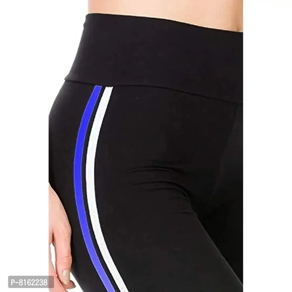 FITG18 Women's Slim Fit Poly Cotton Tights (FITG18_Black With Blue, White_Free Size)"