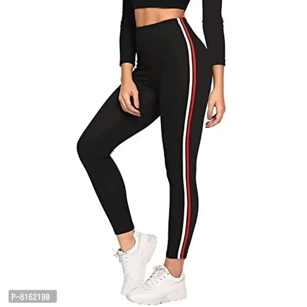 FITG18 Women's Slim Fit Polyester Blend Tights (FITG18_Black Red|White _Free Size)