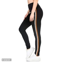 FITG18 Women's Slim Fit Poly Cotton Tights (FITG18_Black Orange|White _Free Size)