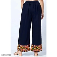 SIRTEX EAZY Tradional Heavy Lace Border Palazzo Pants for Women Rayon Palazzo, Heavy Embroidery Mirror Work at Bottom(Free Size) (Blue) - XL