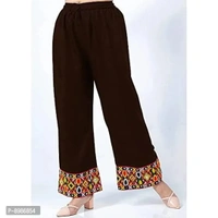 SIRTEX EAZY Tradional Heavy Lace Border Palazzo Pants for Women Rayon Palazzo, Heavy Embroidery Mirror Work at Bottom(Free Size) (Pink)