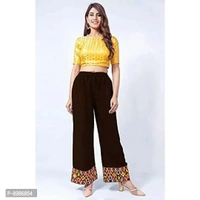 SIRTEX EAZY Tradional Heavy Lace Border Palazzo Pants for Women Rayon Palazzo, Heavy Embroidery Mirror Work at Bottom(Free Size) (Pink)