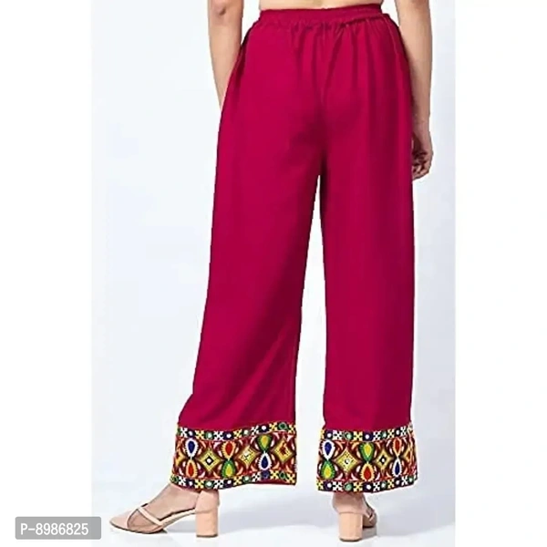 SIRTEX EAZY Tradional Heavy Lace Border Palazzo Pants for Women Rayon Palazzo, Heavy 