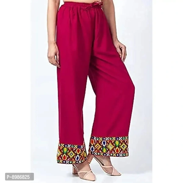 SIRTEX EAZY Tradional Heavy Lace Border Palazzo Pants for Women Rayon Palazzo, Heavy 