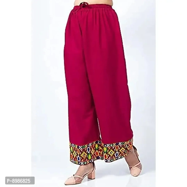 SIRTEX EAZY Tradional Heavy Lace Border Palazzo Pants for Women Rayon Palazzo, Heavy 