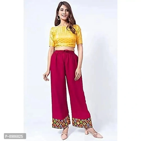 SIRTEX EAZY Tradional Heavy Lace Border Palazzo Pants for Women Rayon Palazzo, Heavy 