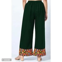 SIRTEX EAZY Tradional Heavy Lace Border Palazzo Pants for Women Rayon Palazzo, Heavy Embroidery Mirror Work at Bottom(Free Size) (Bottle Green)