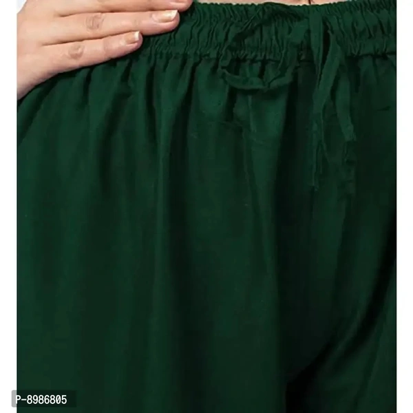 SIRTEX EAZY Tradional Heavy Lace Border Palazzo Pants for Women Rayon Palazzo, Heavy Embroidery Mirror Work at Bottom(Free Size) (Bottle Green)