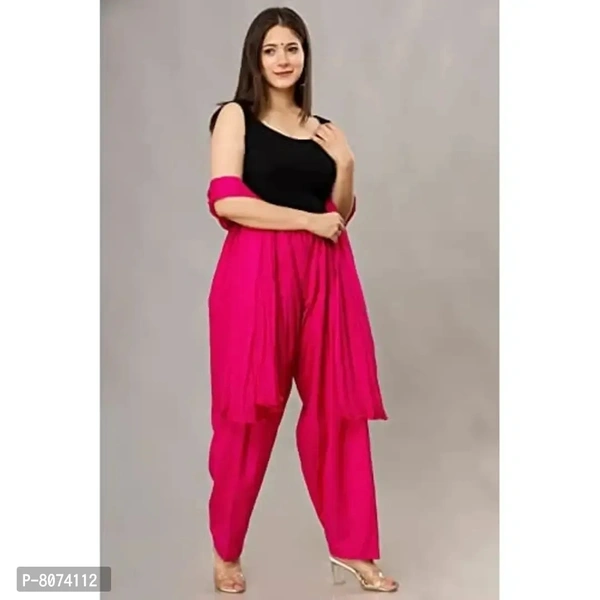 ENDFASHION Women's Cotton Blend Semi Patiala Salwar with Dupatta Set Free Size || SEMI Patiala || SEMI Patiala Pants || Solid Cotton Patiala || Patiyala || (Pink) - Pink, 42