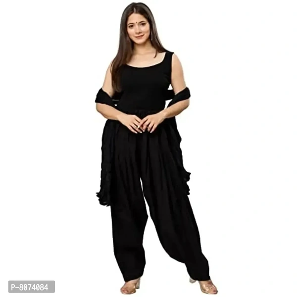 ENDFASHION Women's Cotton Blend Semi Patiala Salwar with Dupatta Set Free Size || SEMI Patiala || SEMI Patiala Pants || Solid Cotton Patiala || Patiyala || (Black) - Black, 42