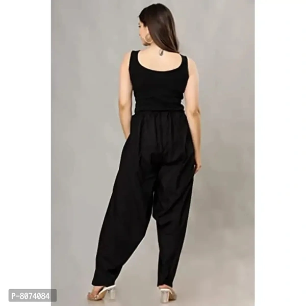 ENDFASHION Women's Cotton Blend Semi Patiala Salwar with Dupatta Set Free Size || SEMI Patiala || SEMI Patiala Pants || Solid Cotton Patiala || Patiyala || (Black) - Black, 42