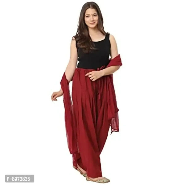 ENDFASHION Women's Cotton Blend Semi Patiala Salwar with Dupatta Set Free Size || SEMI Patiala || SEMI Patiala Pants || Solid Cotton Patiala || Patiyala || (Maroon) - Maroon, 42