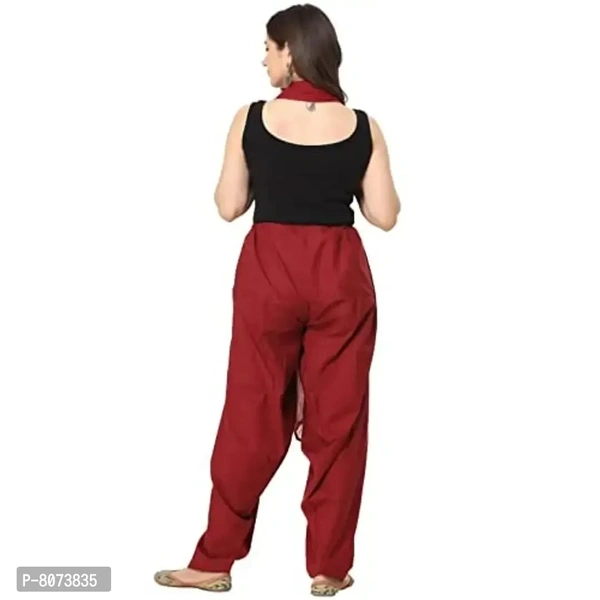ENDFASHION Women's Cotton Blend Semi Patiala Salwar with Dupatta Set Free Size || SEMI Patiala || SEMI Patiala Pants || Solid Cotton Patiala || Patiyala || (Maroon) - Maroon, 42
