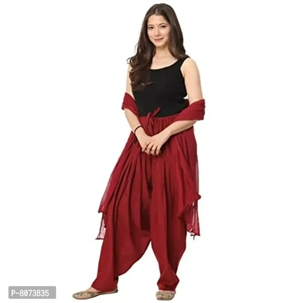 ENDFASHION Women's Cotton Blend Semi Patiala Salwar with Dupatta Set Free Size || SEMI Patiala || SEMI Patiala Pants || Solid Cotton Patiala || Patiyala || (Maroon) - Maroon, 42