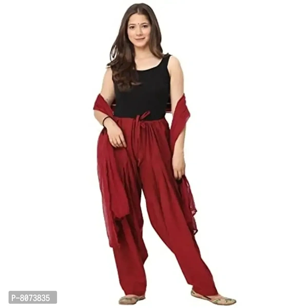 ENDFASHION Women's Cotton Blend Semi Patiala Salwar with Dupatta Set Free Size || SEMI Patiala || SEMI Patiala Pants || Solid Cotton Patiala || Patiyala || (Maroon) - Maroon, 42