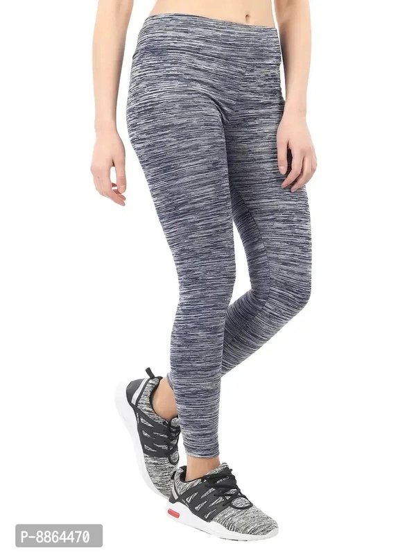 Stylish Navy Blue Polyester Elastane Tights For Women - M