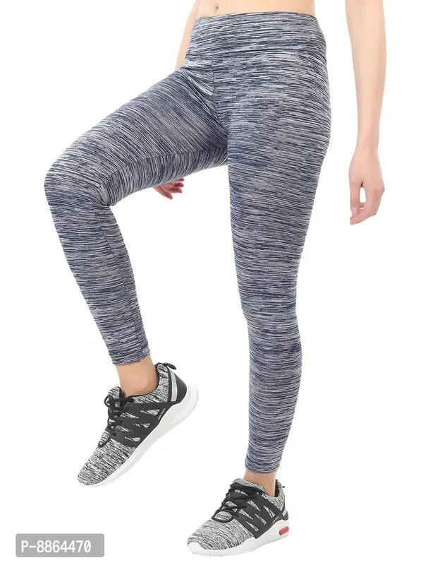 Stylish Navy Blue Polyester Elastane Tights For Women - L
