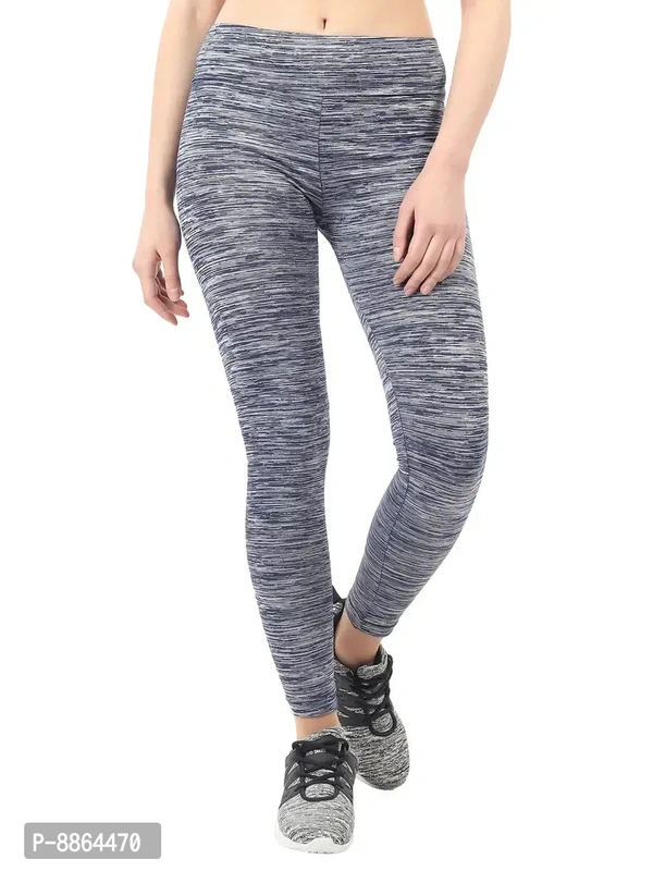 Stylish Navy Blue Polyester Elastane Tights For Women - XL