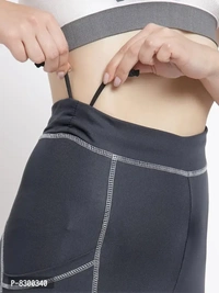 Elegant Poly Lycra Solid Sports Tights For Women - S