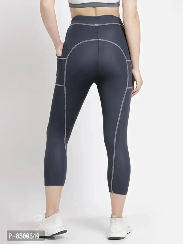 Elegant Poly Lycra Solid Sports Tights For Women - M