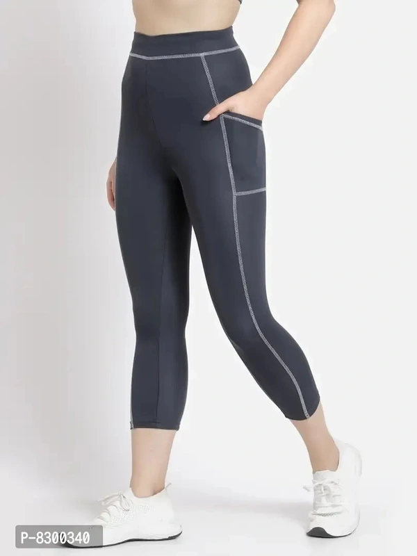 Elegant Poly Lycra Solid Sports Tights For Women - XL
