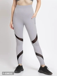 Elegant Poly Lycra Solid Sports Tights For Women - S