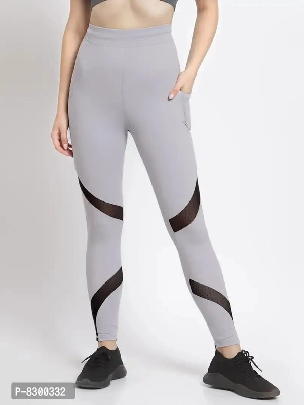 Elegant Poly Lycra Solid Sports Tights For Women - S