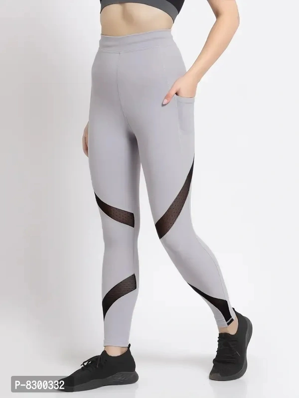 Elegant Poly Lycra Solid Sports Tights For Women - L