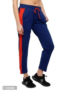 Stylish Cotton Royal Blue Solid Track Pant For Women - 30