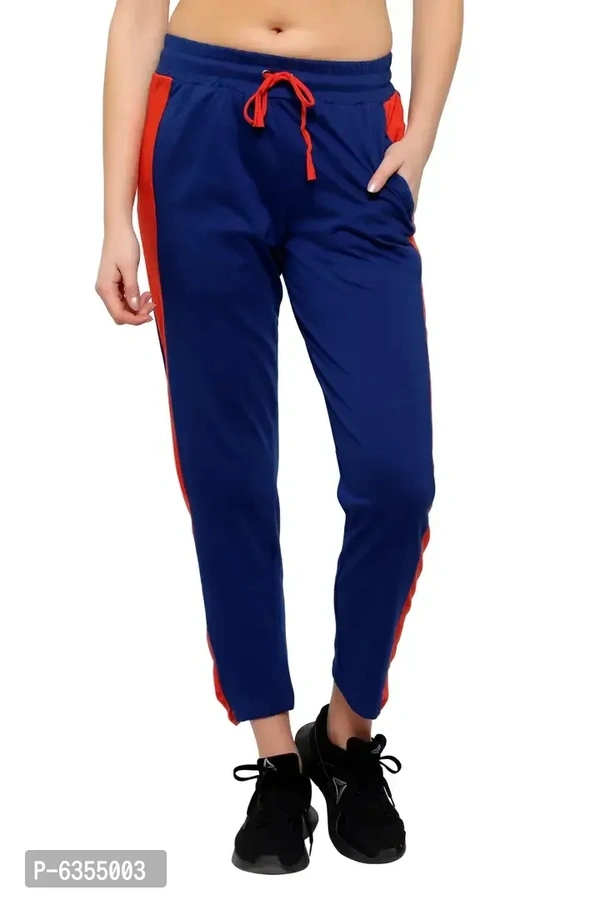 Stylish Cotton Royal Blue Solid Track Pant For Women - 32