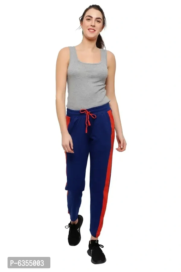 Stylish Cotton Royal Blue Solid Track Pant For Women - 32