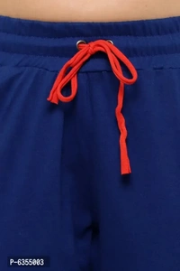 Stylish Cotton Royal Blue Solid Track Pant For Women - 34