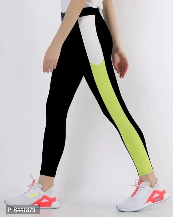 Side White Green Block Panel Legging - 32