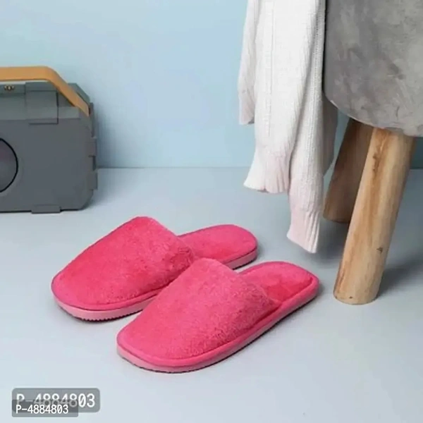 Stunning Pink Fur Solid Room Slippers For Women - 6