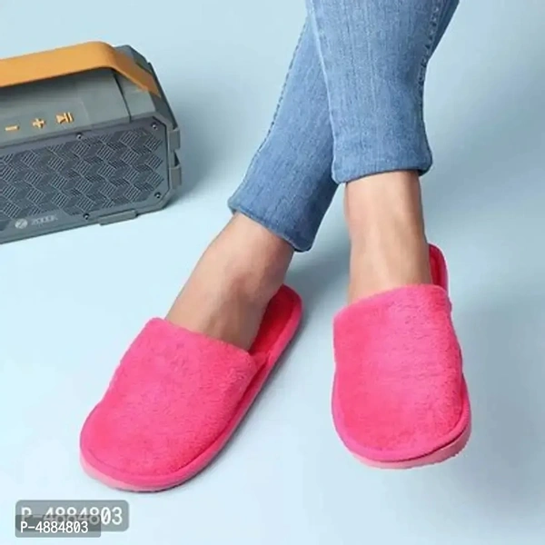 Stunning Pink Fur Solid Room Slippers For Women - 8