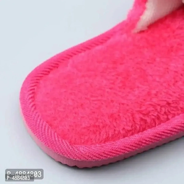 Stunning Pink Fur Solid Room Slippers For Women - 8
