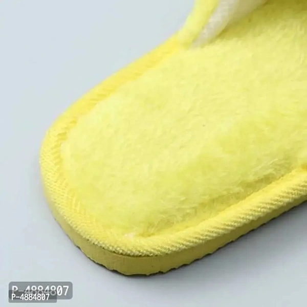 Stunning Yellow Fur Solid Room Slippers For Women - 6