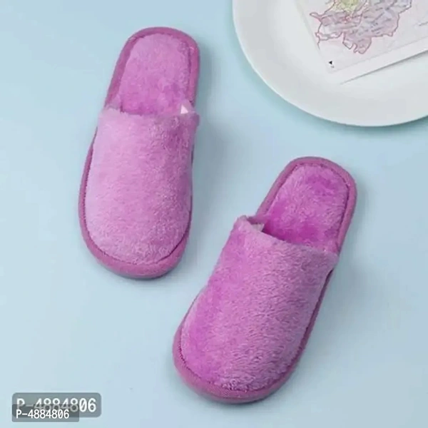 Stunning Purple Fur Solid Room Slippers For Women - 6