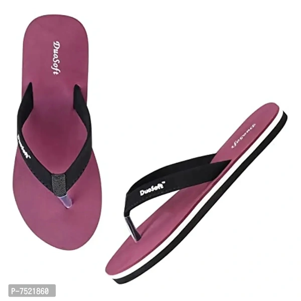 Duosoft Stylish Comfort Super Soft, Fabrication Flip Flop Slippers For Womens Girls, Material: Eva, (Ds-004-Mix_Ds-011-Blk), Size: 4 To 8, Pack Of 2. - 4Uk