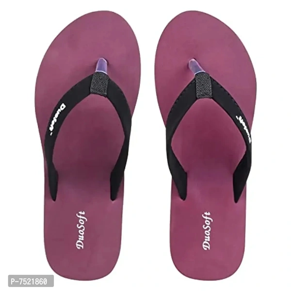 Duosoft Stylish Comfort Super Soft, Fabrication Flip Flop Slippers For Womens Girls, Material: Eva, (Ds-004-Mix_Ds-011-Blk), Size: 4 To 8, Pack Of 2. - 4Uk
