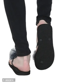 Elegant Grey Synthetic Solid Flip Flops For Women - 6