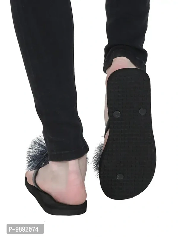 Elegant Grey Synthetic Solid Flip Flops For Women - 6