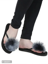 Elegant Grey Synthetic Solid Flip Flops For Women - 8