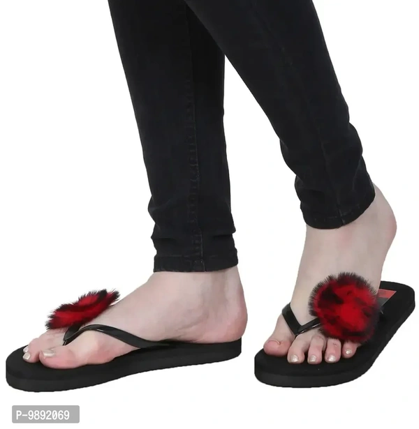 Elegant Red Synthetic Solid Flip Flops For Women - 5