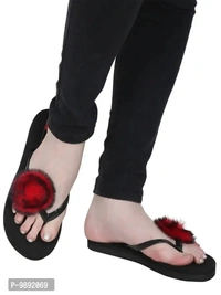 Elegant Red Synthetic Solid Flip Flops For Women - 5