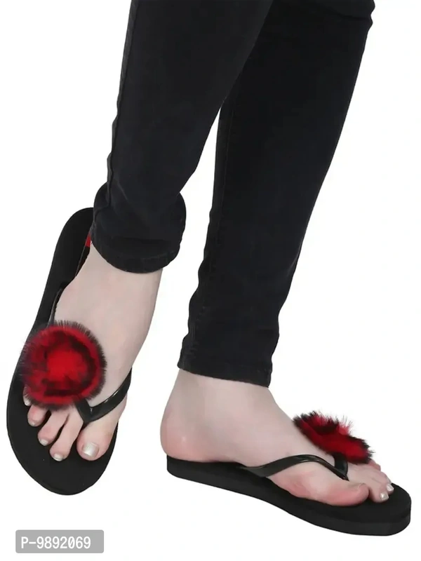 Elegant Red Synthetic Solid Flip Flops For Women - 5