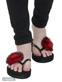 Elegant Red Synthetic Solid Flip Flops For Women - 8